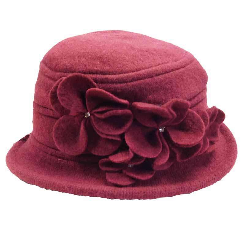 Flower Petals Cloche Beanie Burgundy