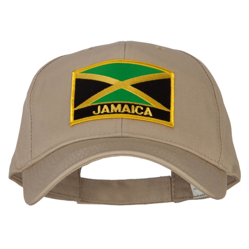 Jamaica Flag Patched New Big Size High Profile Cap Khaki XL-3XL