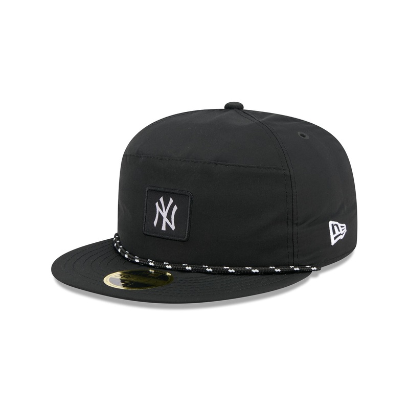 New York Yankees Black Poly Rope Split Panel 59FIFTY Fitted Hat 7