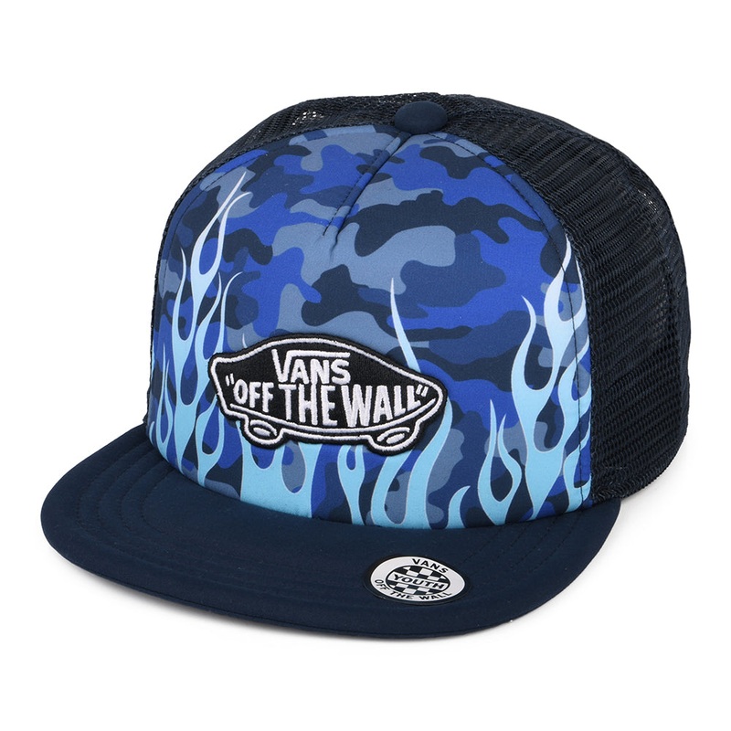 Vans Hats Kids Classic Patch Flame Trucker Cap – Blue CHILD ADJ.