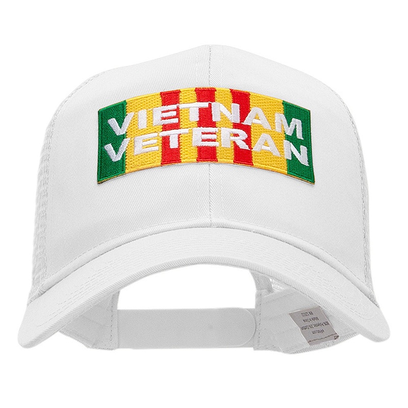 Vietnam Veteran Rectangle Patched Cotton Mesh Cap White One Size