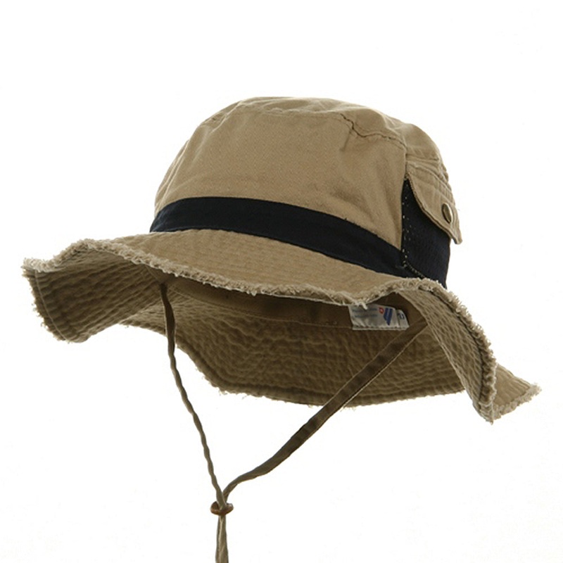 Washed Frayed Bucket Hats Khaki Navy XL-2XL