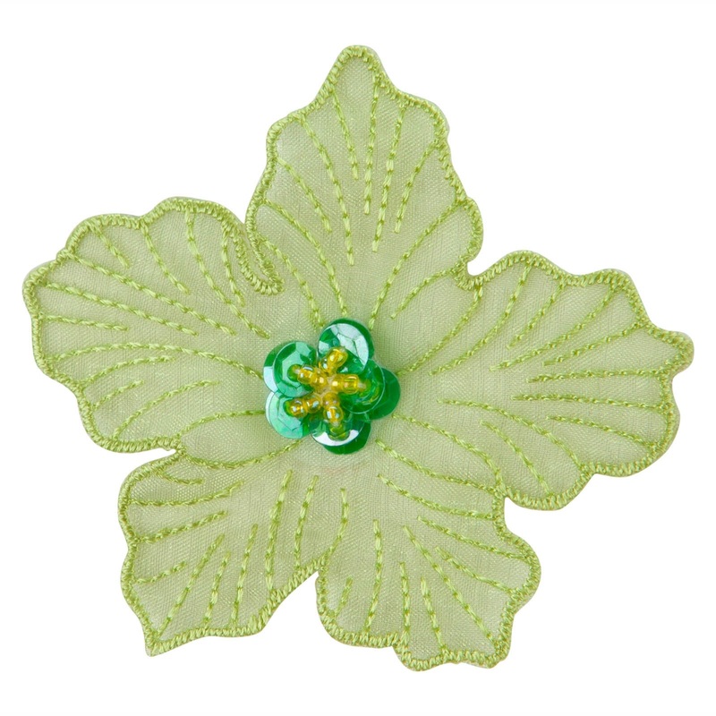 Chiffon Flower Iron on Patch Green One Size