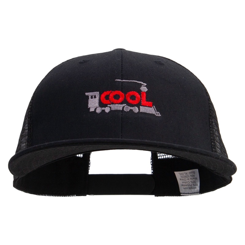 Cool Train Embroidered Big Size Premium Flat Bill Trucker Cap Black XL-3XL
