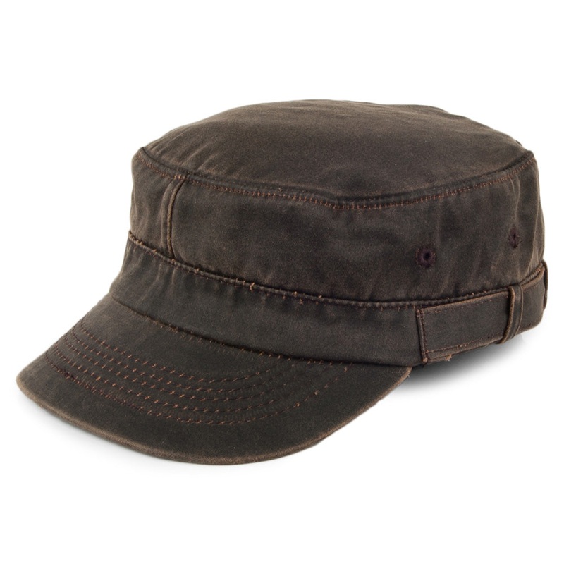 Dorfman Pacific Hats Weathered Cotton Army Cap – Brown Small/Medium