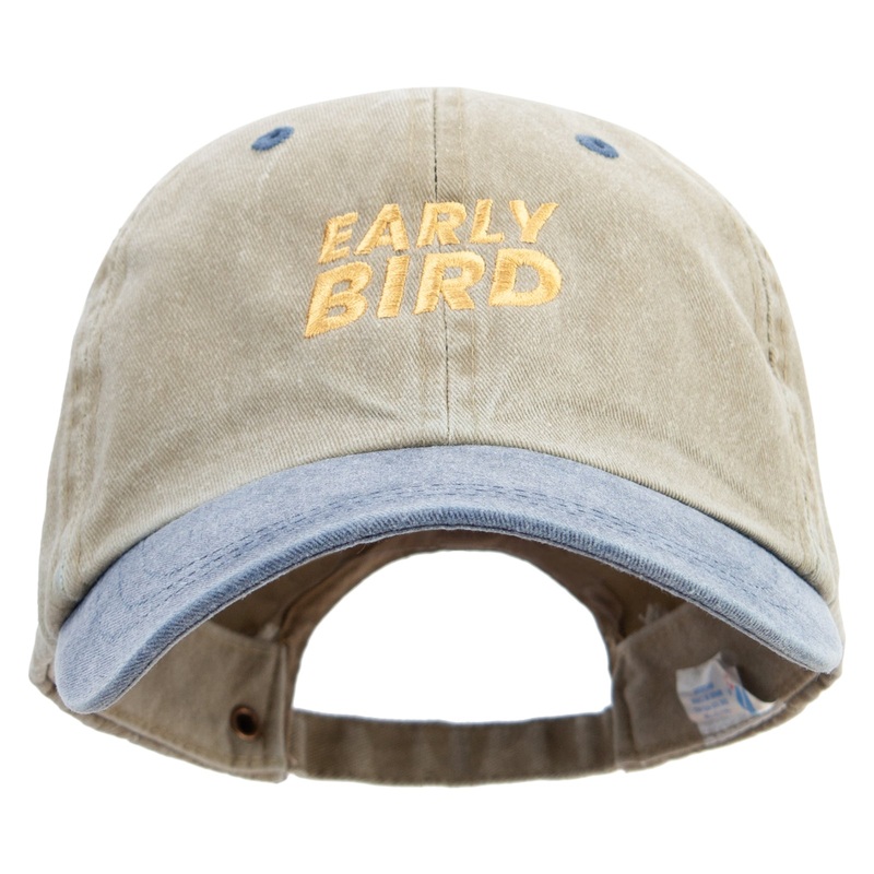 Early Bird Icon Embroidered Pigment Dyed Wash Cap Khaki Navy One Size