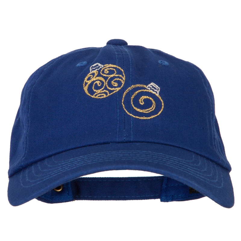 Glitter Christmas Ornament Embroidered Unstructured Washed Cap Royal One Size
