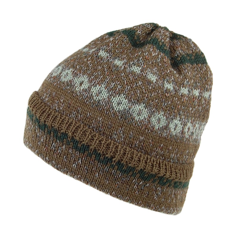Highland 2000 Fair Isle Wool Cuffed Beanie Hat – Forest Mix 1-Size