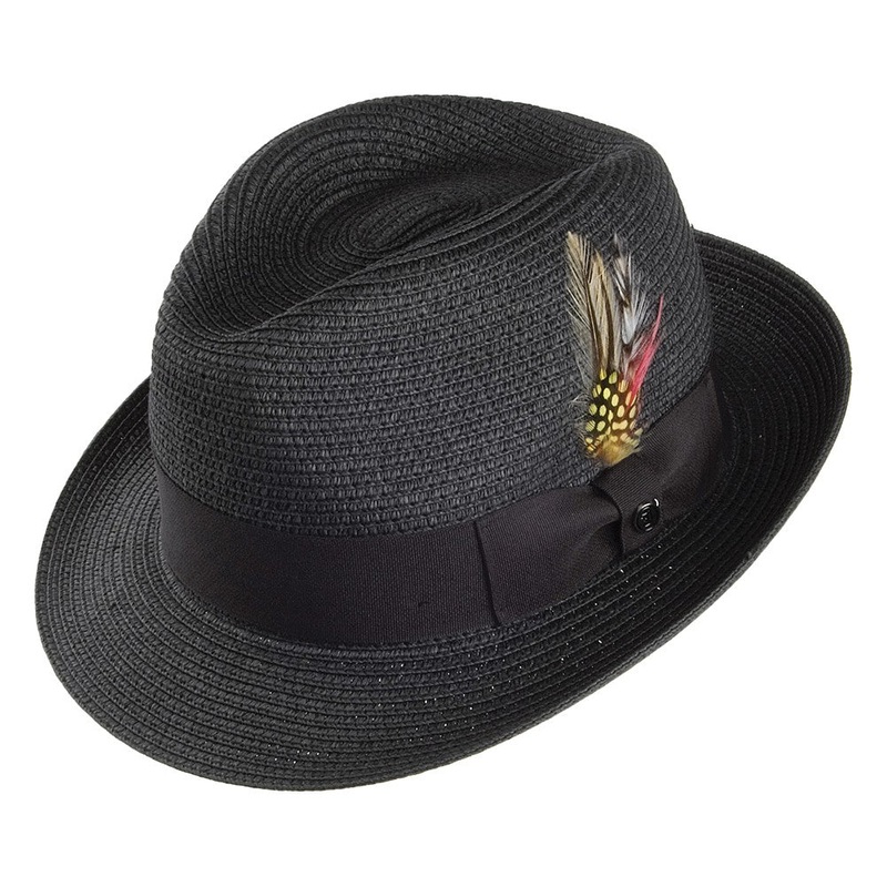 Jaxon & James Pinch Crown Straw Trilby Hat – Black S