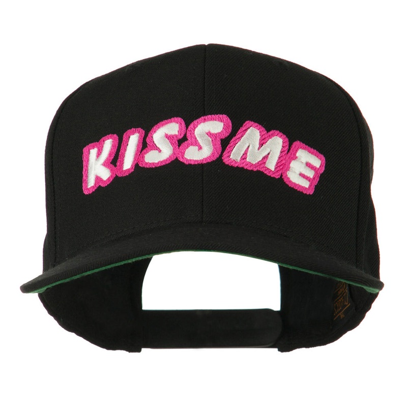 Kiss Me Embroidered Flat Bill Cap Black One Size