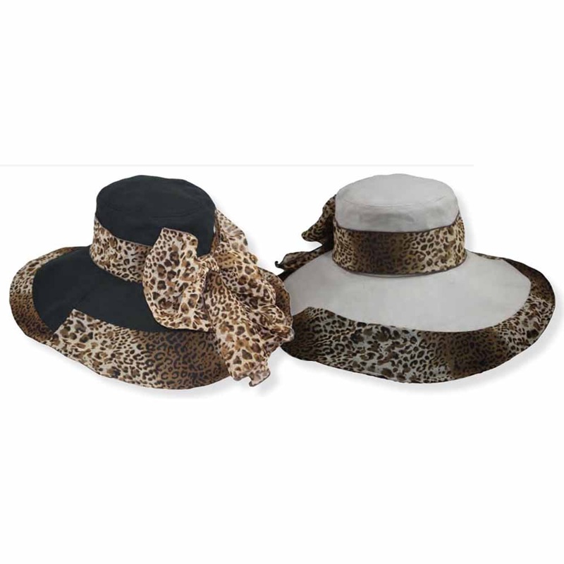 Linen Sun Hat with Animal Print Scarf – Jeanne Simmons Hats Beige