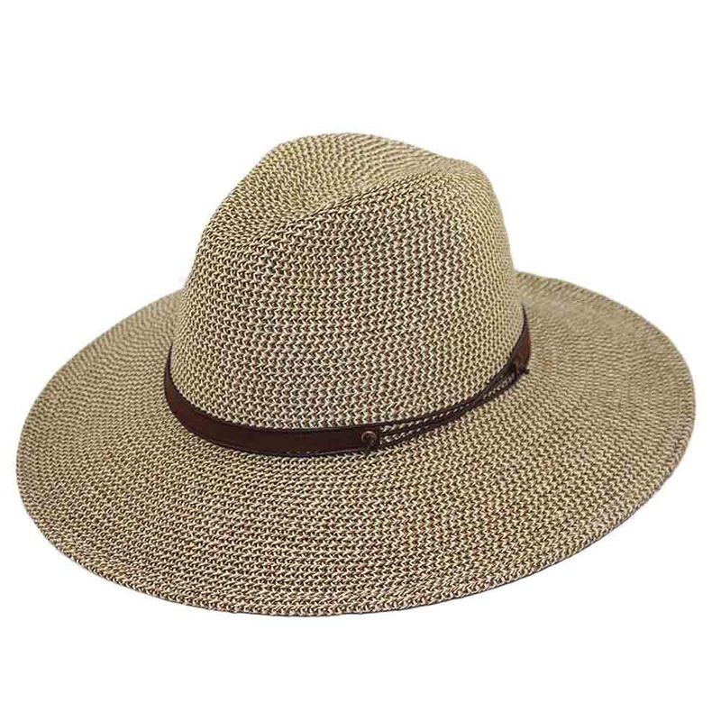 Mixed Tone Braid Unisex Safari Hat, Large and XL Sizes – JSA Brown Large (59 cm)