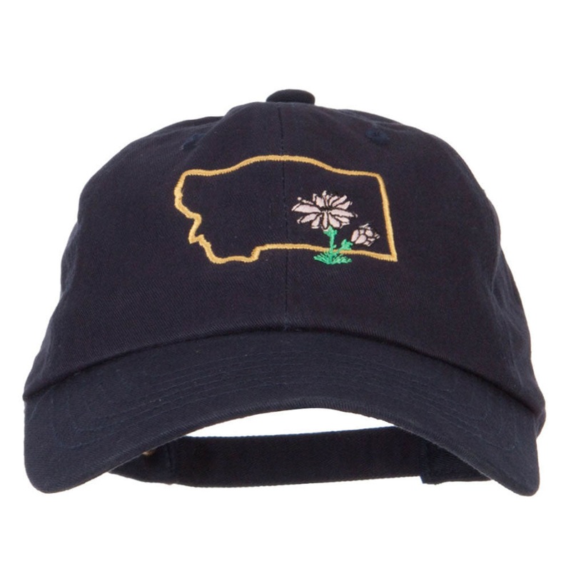 Montana Bitterroot with Map Embroidered Unstructured Washed Cap Navy One Size