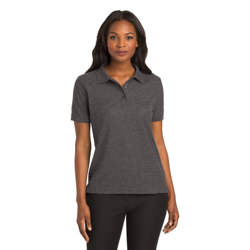 Port Authority L500 Ladies Silk Touch Polo – Charcoal Heather Grey Charcoal Heather Grey XS