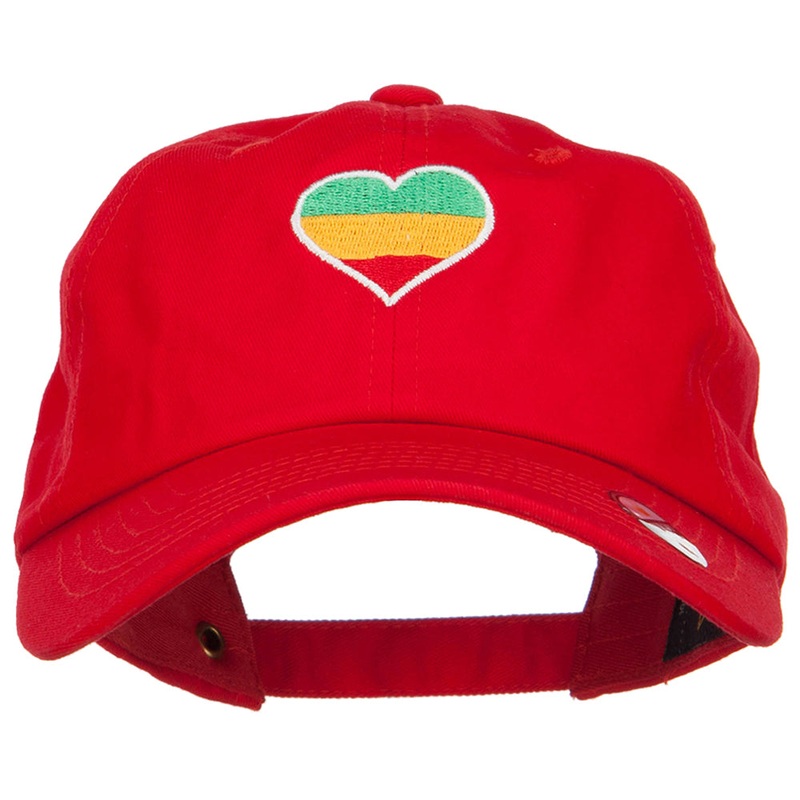 Rasta Heart Embroidered Unstructured Cap Red One Size