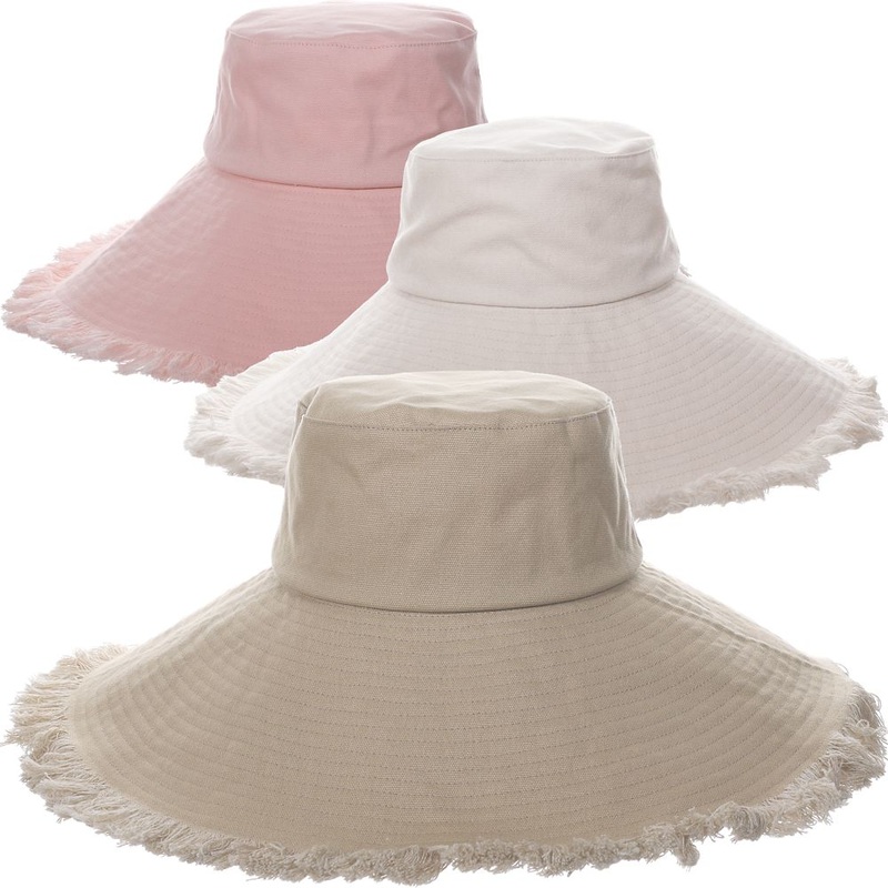 Salt Water Cotton Canvas Beach Hat with Frayed Brim – Makai Hats Ivory