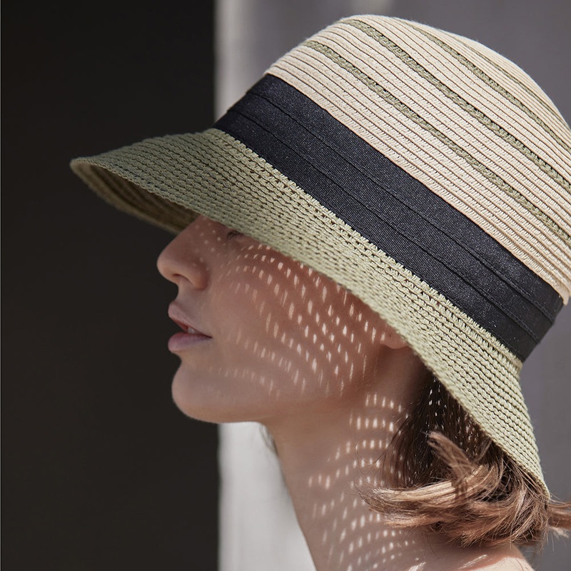 Seeberger Hats Foldable Toyo Straw Cloche Hat – Natural-Green 1-Size