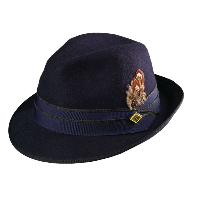Stacy Adams Snap Brim Navy Fedora Hat Navy L