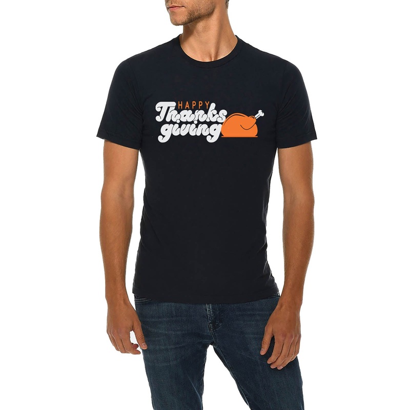 Thanksgiving And Turkey Graphic Design Deluxe Jersey T-Shirt Navy XS