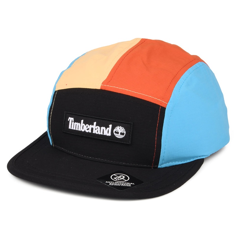 Timberland Hats Colorblock 5 Panel Cap – Black-Orange-Light Blue Adjustable