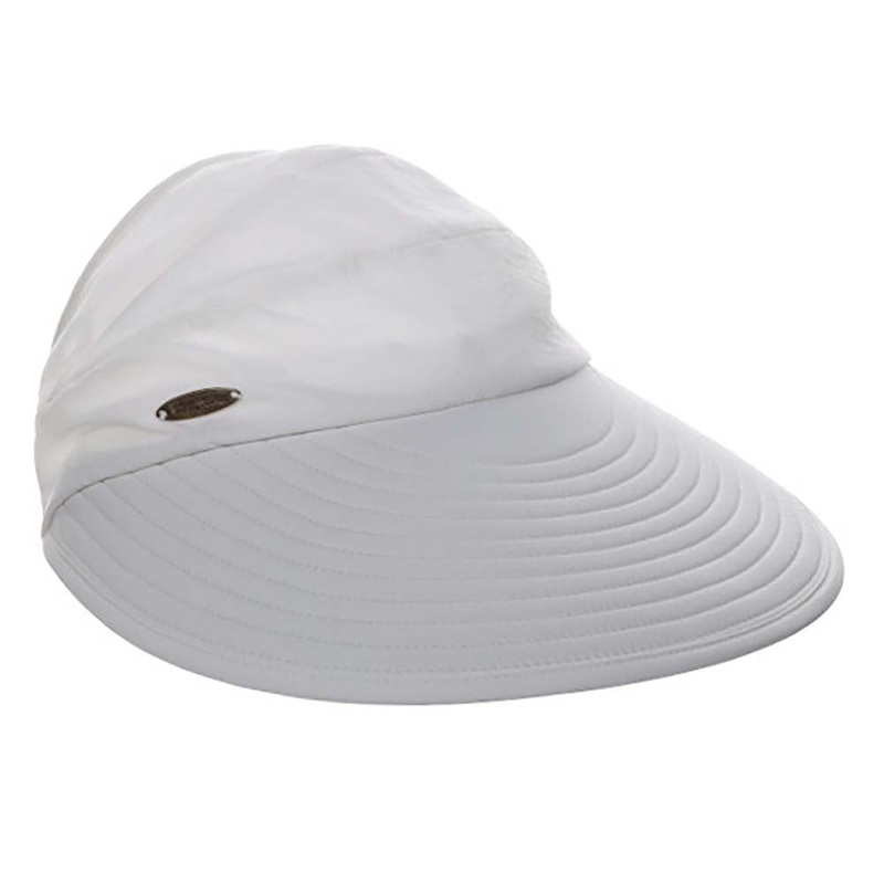 Wide Bill Cap with Open Crown for Ponytail – Panama Jack Hats White M/L