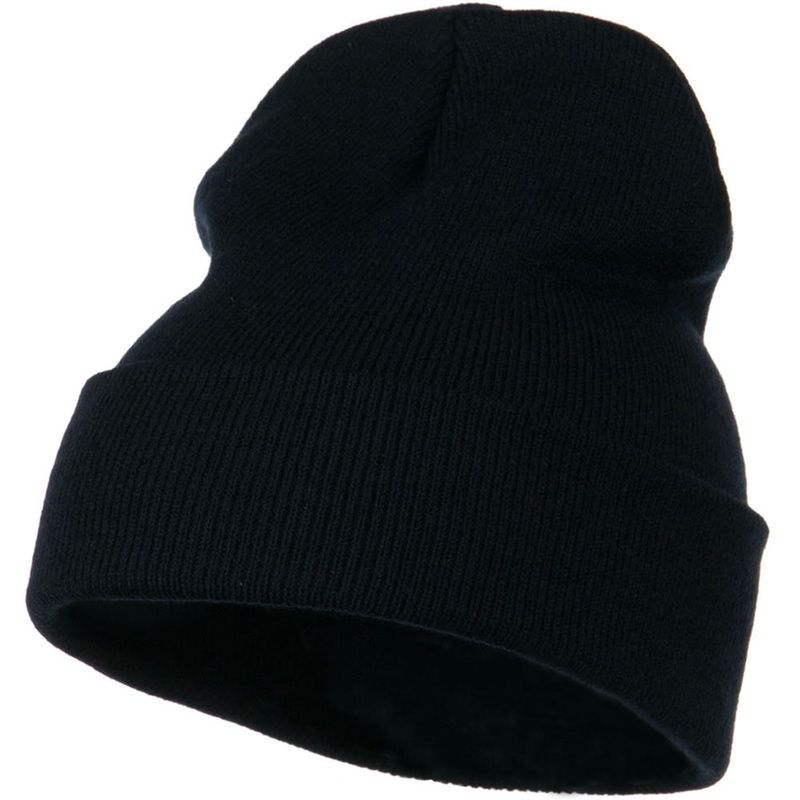 12 Inch Long Knitted Beanie Navy One Size