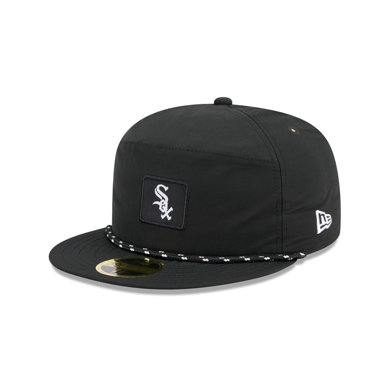 Chicago White Sox Black Poly Rope Split Panel 59FIFTY Fitted Hat 7