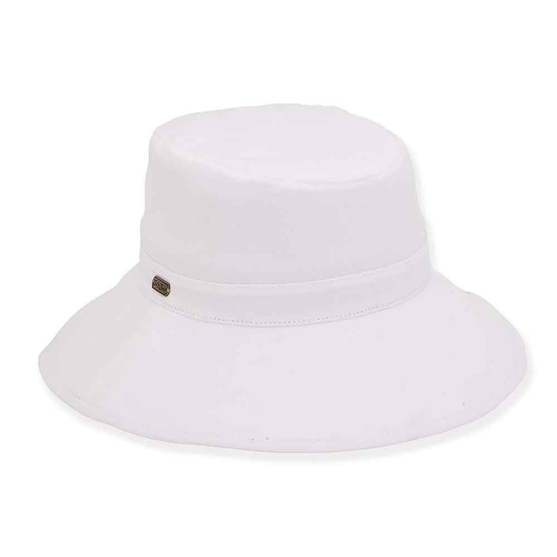 Cotton Poplin Wide Brim Bucket Hat for Women – Sun ‘N’ Sand Hats White OS (57 cm)