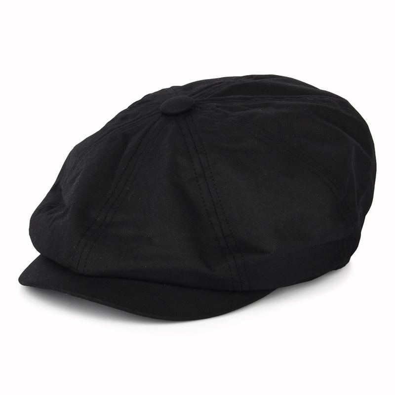 Failsworth Hats Alfie British Waxed Cotton Newsboy Cap – Black 55