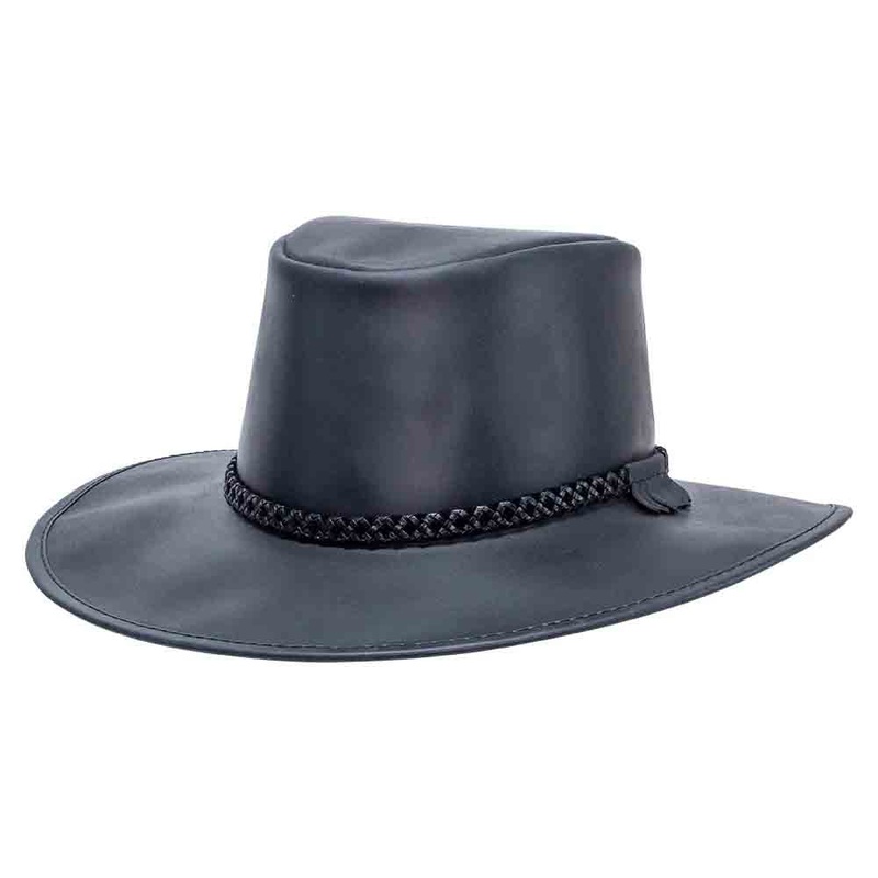 Head’n Home Crusher Outback Leather Hat up to 3XL- Black Black Small
