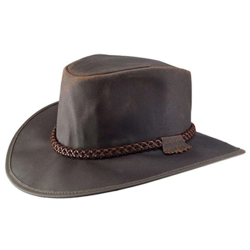 Head’n Home Crusher Outback Leather Hat up to XXL- Brown Brown Medium