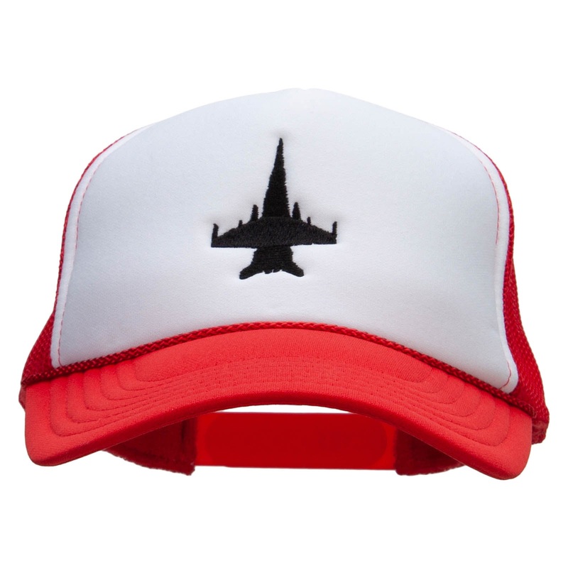 Jet Embroidered Foam Panel Mesh Snapback White Red One Size
