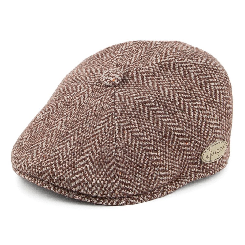 Kangol Herringbone 507 Flat Cap – Brown-White S