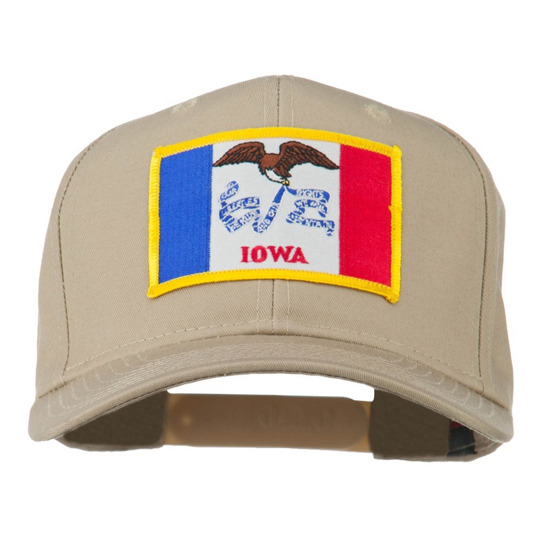 Middle State Iowa Embroidered Patch Cap Khaki One Size