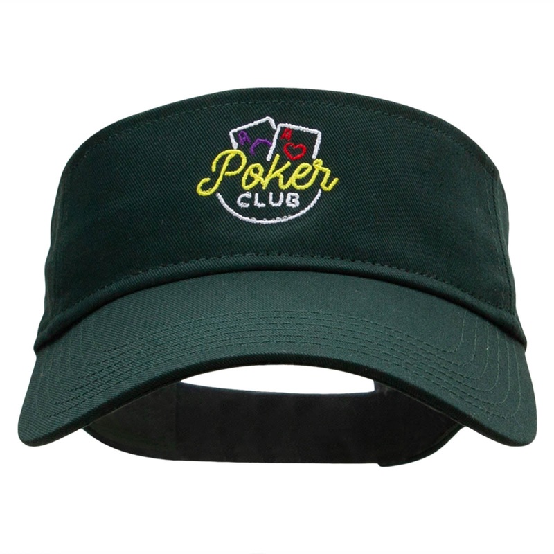The Poker Club Embroidered Cotton Twill Sun Visor Dk Green One Size
