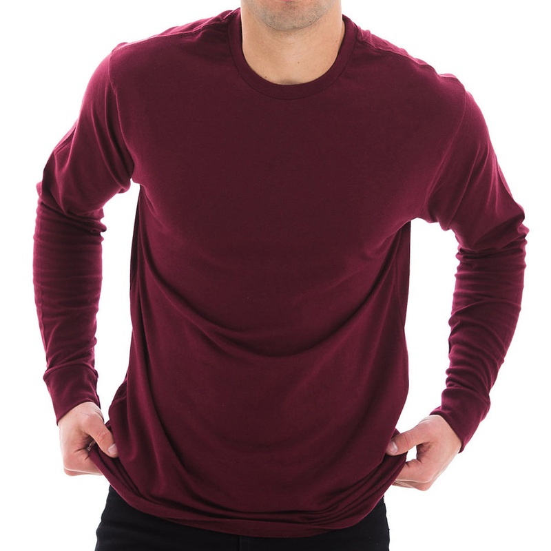 Unisex Lane Seven Ring Spun Cotton Premium Long Sleeve T-shirt Burgundy XS