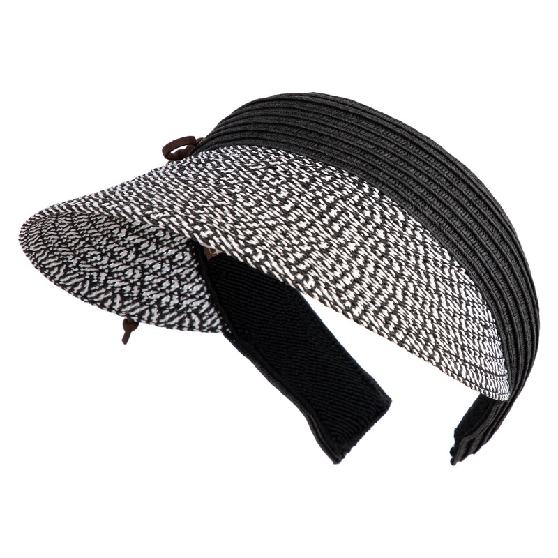 UPF 50+ Braided Toyo Clip on Visor Black White One Size