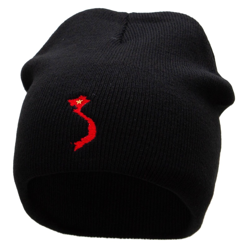 Vietnam Embroidered 8 Inch Short Beanie Black One Size