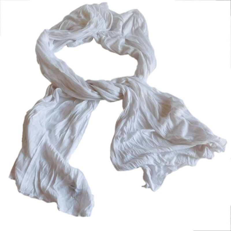White Crinkled Scarf White