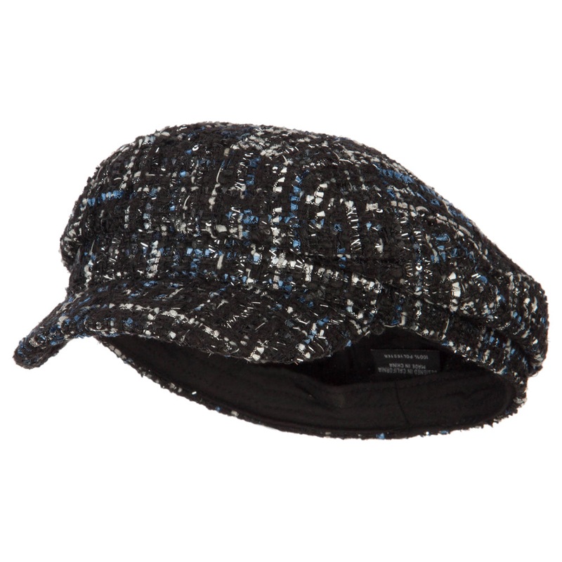 Women’s Multicolor Tweed Captain Hat Black One Size