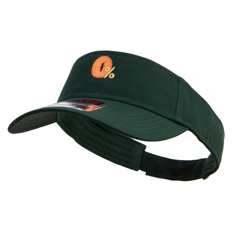 Zero Percent Icon Embroidered Cotton Twill Sun Visor Dk Green One Size
