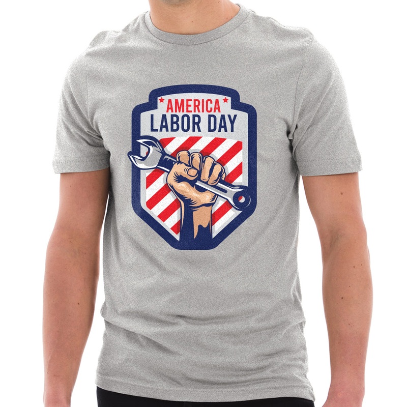 American Labor Day Unisex Ring Spun Combed Cotton Short Sleeve Deluxe Jersey T-Shirt Heather Grey XS